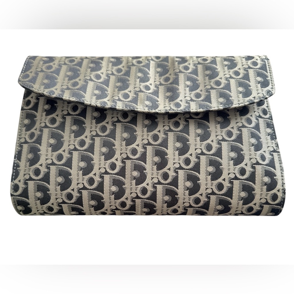 Authentic Christian Dior Vintage Oblique Trotter Monogram Canvas Clutch Pouch - Picture 8 of 16